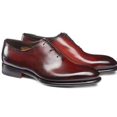 Men handmade burgundy leather whole cut dress shoes custom lace up shoe for men