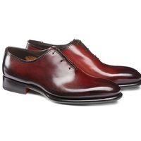 Men Handmade Burgundy Leather Whole Cut Dress shoes custom lace up shoe for men - Thumbnail 4