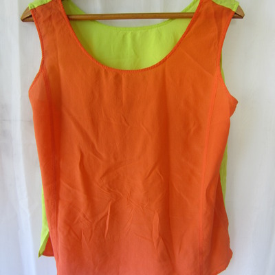 Silk neon color blocked tank