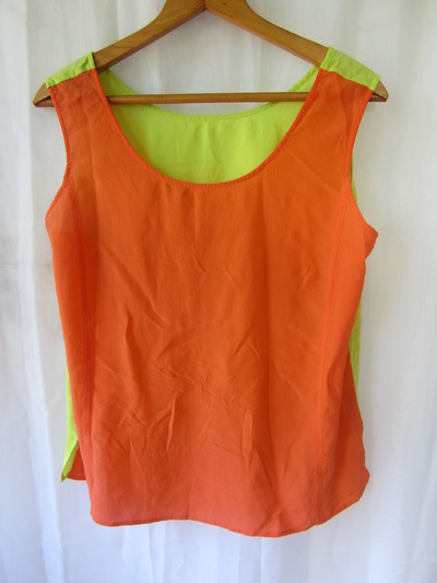 Silk neon color blocked tank