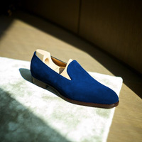 New Handmade Men Royal Blue Finishing Casual Shoes - Thumbnail 4
