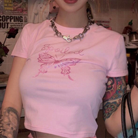 Shiny Glitter Butterfly Baby Pink Top - Thumbnail 4