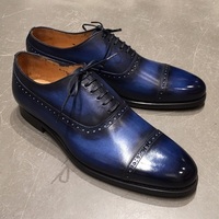 Handmade Blue Patina Oxfords for Mens Custom Made Premium Quality Lace up Shoes - Thumbnail 4