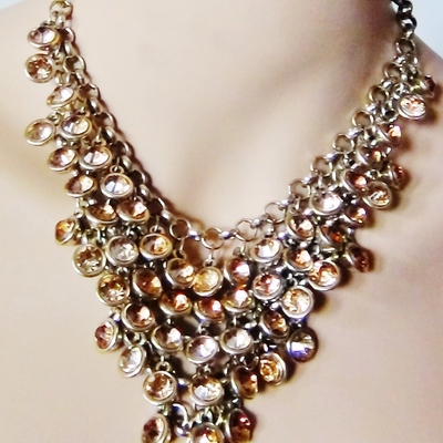Stunning chainmaille style crystal layered necklace