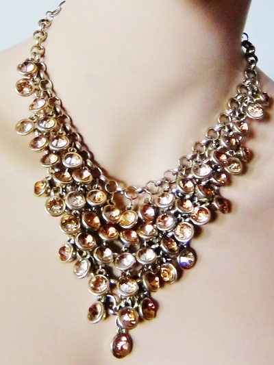 Stunning Chainmaille Style Crystal Layered Necklace