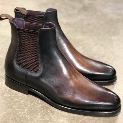  handmade leather man patina ankle boots boots custom grade dress - Thumbnail 5