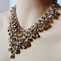 Stunning Chainmaille Style Crystal Layered Necklace - Thumbnail 1