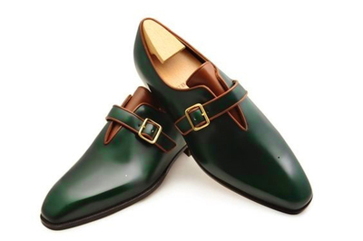 New Men Dress Shoes Handmade Men's Greed Leather Monk Shoes, Men's Formal Shoes 