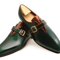 New Men Dress Shoes Handmade Men's Greed Leather Monk Shoes, Men's Formal Shoes  - Thumbnail 4