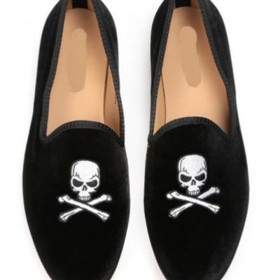 New handmade men latest velvet skull embroidered loafer slippers, men moccasin