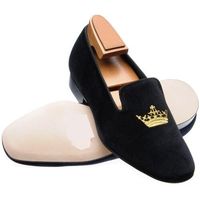 New Handmade Men Velvet Embroiery Loafer Slippers, Men Moccasin Slippers - Thumbnail 1