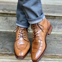 Handmade Men's Chukka Cap Toe Lace Up High Ankle Dress Boots, Real Leather Boot - Thumbnail 4