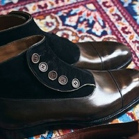 Handmade Men Side Button Jodhpurs High Ankle leather Boots, Real Leather Boots - Thumbnail 1