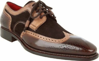 Handmade men spectator shoes, men wingtip brogue leather shoes, brown mens shoes