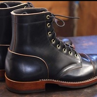 Mens Black Decent Desert Wear Formal Leather Captoe Boot - Thumbnail 1