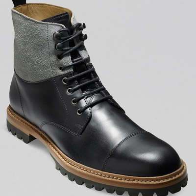 Weekend sale men black gray cap toe ankle boot, black boot men formal boot - Thumbnail 2