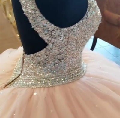 Sparkly Pink Ball Gown Quinceanera Dresses Pageant Gown