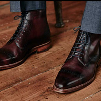 Formal Wear Men Cap Toe Boot Dark Brown Leather Lace Up Ankle Handmade Boot - Thumbnail 1