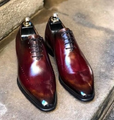 Handmade Men's Burgundy Leather Lace Up Shoes, Men Lace Up Dress Formal Shoes