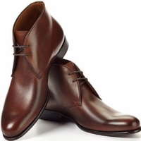 Handmade Men's brown leather new style chukka boots, Men's dress leather chukka boots - Thumbnail 4