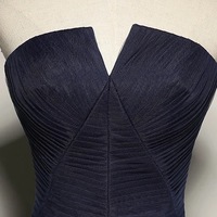 Navy Blue Tulle Strapless Long Prom Dress, Evening Dress,454 - Thumbnail 3