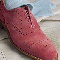 New Men Pink Oxford Looks Cap Toe Casual Dress Dressing Hand Stitch Lace Up Shoes - Thumbnail 1