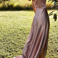 Simple Rose Gold Satin Prom Dress with Slit,460 - Thumbnail 1