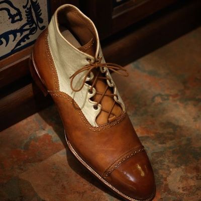 Handmade amazing men new brown oxfords captoe chukka lace up formal boot - Thumbnail 3