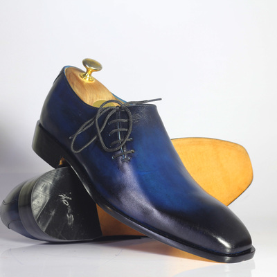Men's formal shoe, blue leather lace up shoes - Thumbnail 4