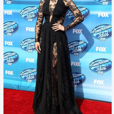 Celebrity dresses a line tulle crew neck lace side slit prom dresses evening formal gowns,467