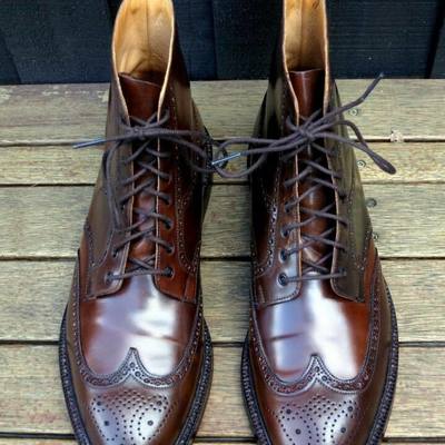 Handmade mens wing tip brogue dark brown ankle dress boot, ankle boot for mens - Thumbnail 3