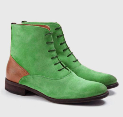 Custom Men Green Suede Desert Wear Casual Lace Up Fastening Boot