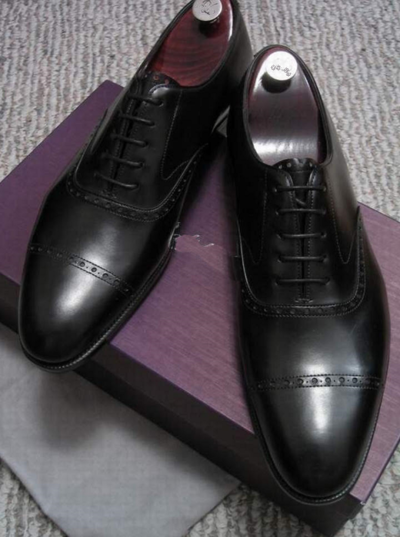 New Men Black Leather Cap Toe Lace Up Wedding Conference Formal Shoes