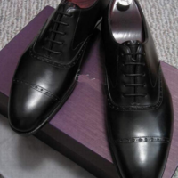 New Men Black Leather Cap Toe Lace Up Wedding Conference Formal Shoes - Thumbnail 1