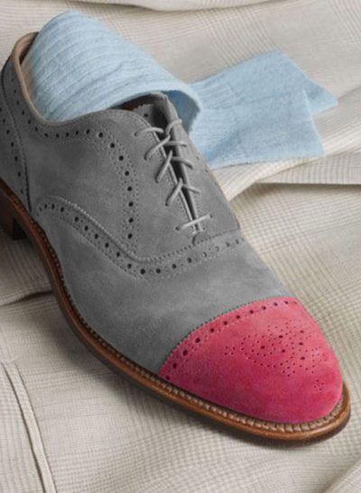 Gray Red Tone Adult Best Medallion Oxford Captoe Lace Up Casual Shoes