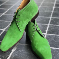 Stylish Trendy Best Option Greenish Leather Suede Chukka Casual Wear Boot - Thumbnail 1