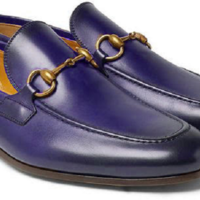 Men Partywear Royale Blue Leather Decent Looks Loafer Shoes - Thumbnail 1