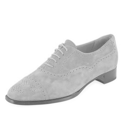 Stylish gray suede medallion cap toe oxford casual wear lace up shoes