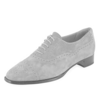 Stylish Gray Suede Medallion Cap Toe Oxford Casual Wear Lace Up Shoes - Thumbnail 3