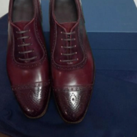Men Maroon Leather Cap Toe Oxford Brough Formal Wear Shoes - Thumbnail 1