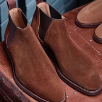 Men Brown Suede Chelsea Formal Wear Boot - Thumbnail 1