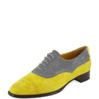 Medallion Style Cap Toe OxforDGray Suede Casual Wear Lace Up Shoes - Thumbnail 1