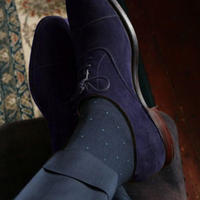 Pref toe balmoraal cap toe oxfords navy blue suede casual wear lace up shoes