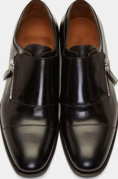 Men Black Shine Leather Zipper Casual Wear Shoes