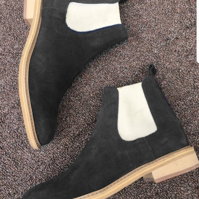 Men black tone chelsea boot in suede - Thumbnail 1