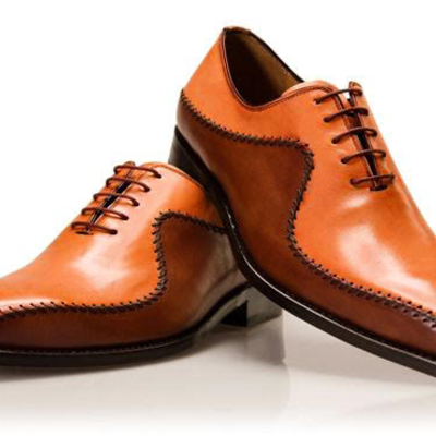 Stylish men orange brown leather lace up casual wear shoes