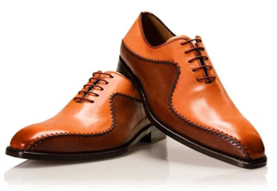 Stylish Men Orange Brown Leather Lace Up Casual Wear Shoes