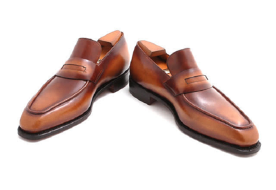 Men Shaded Two Tone Splito Design Panny Loafer Formal Wear Leather Shoes