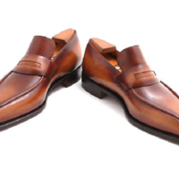 Men Shaded Two Tone Splito Design Panny Loafer Formal Wear Leather Shoes - Thumbnail 4