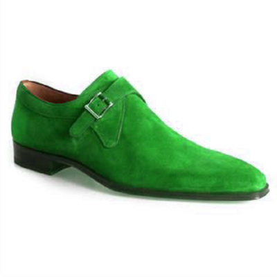 Men stylish green suede monk shoes